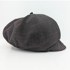 Odd Molly Plaid Newsboy Cap Hat Size 3 Large Brown Red Check Lined Cabbie Boho